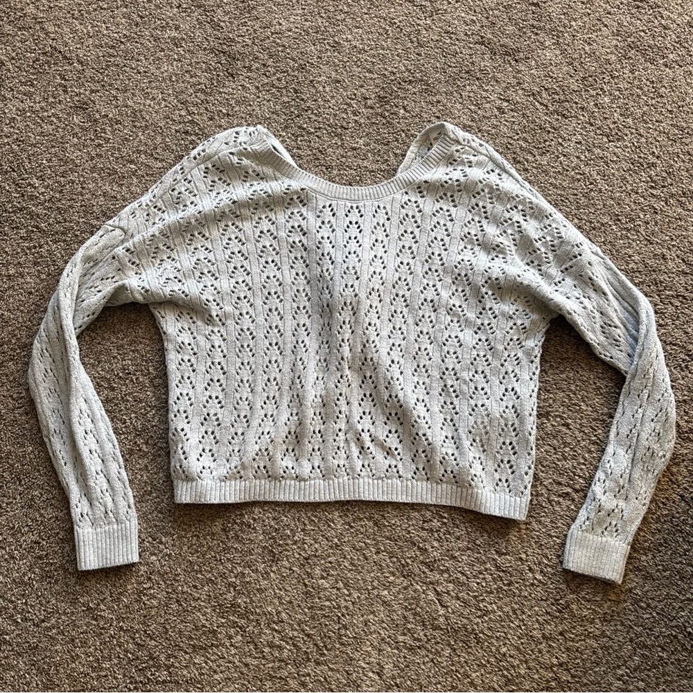 Hollister Women's Large Gray Sweater Twist Open Back EUC